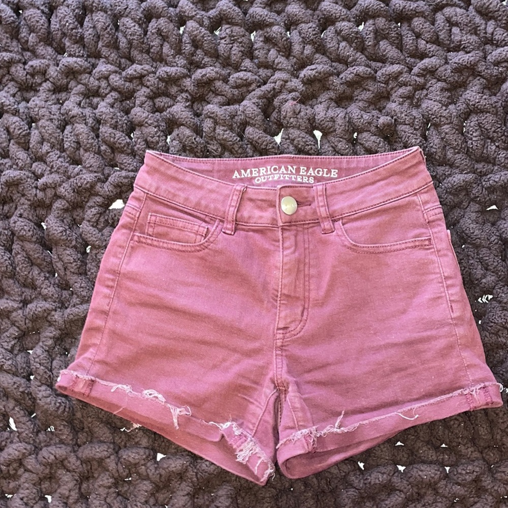 American Eagle Maroon Jean Shorts